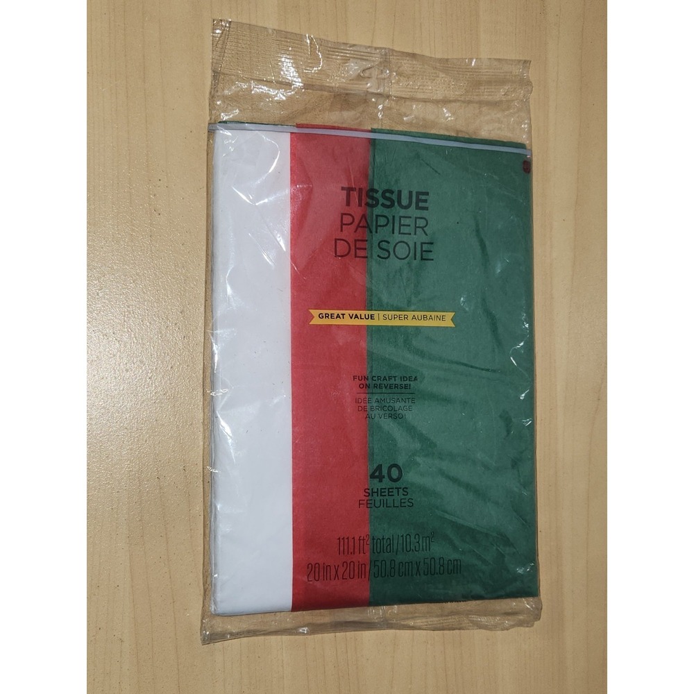 American Greetings Tissue Paper Red White Green Holiday Christmas (40) Sheet NEW